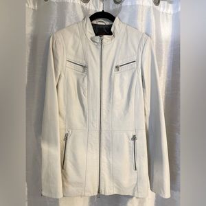 Genuine leather white jacket